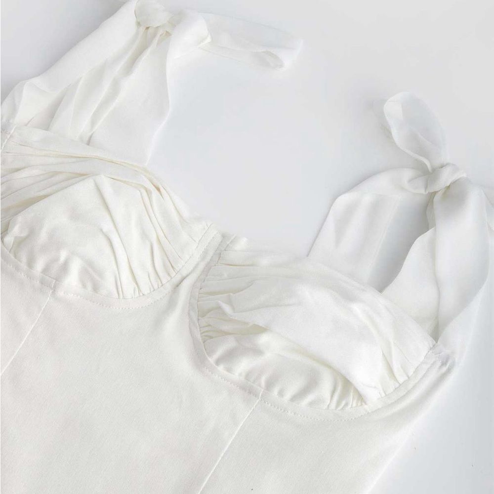 🔥 50% OFF | J.ING NWT Breezy Days White Tank Ruched Bust Corset Bustier Tie-Stra - Picture 3 of 10